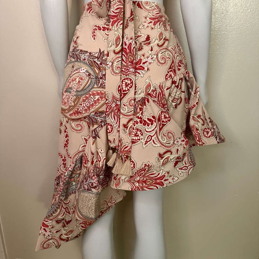 Pink multi color ruffled crop top asymmetrical ruffled hem skirt set - Picture 7 of 10